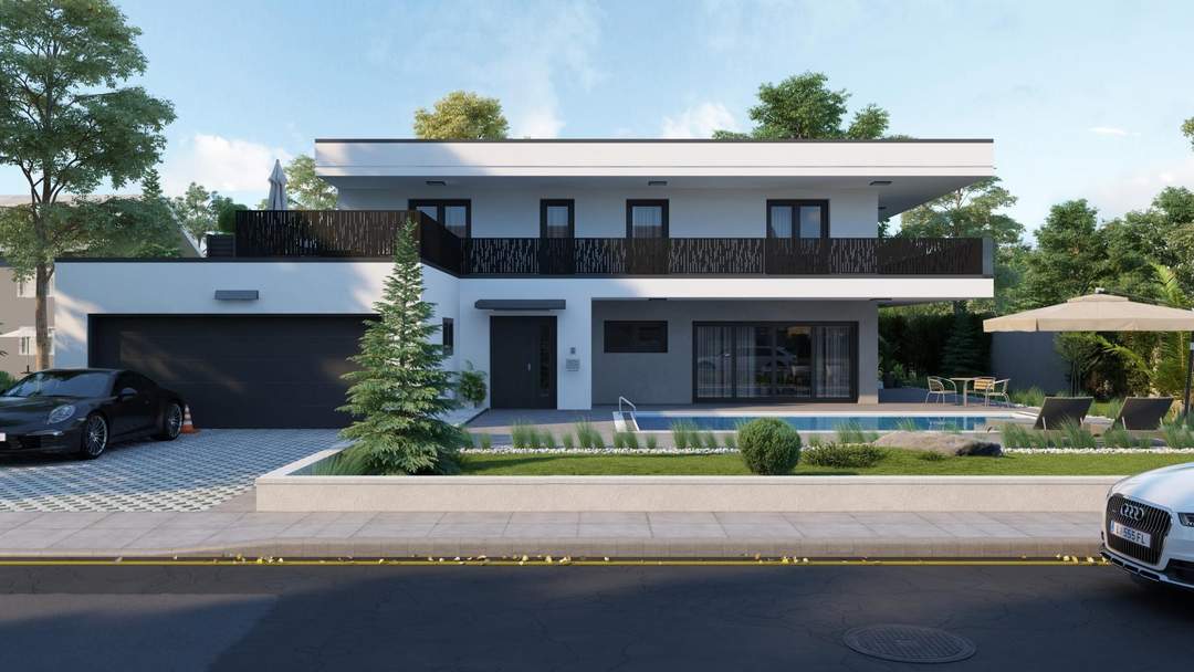 Neugebautes Luxushaus 649.000 EURO NEUER PREIS Ziegelmassiv mit Fernsicht, Pool,Doppelhäuser 495.000mit Pool