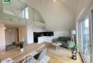 Traumhafte Erstbezugs-Maisonette mit Galerie, großer Terrasse und Weitblick nahe Kagraner Platz! Hochmoderne Ausstattung und Küche inkludiert!