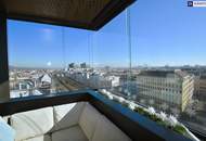 Sky High Living: 2-Zimmer Wohnung mit ganzjährig nutzbarer Loggia und atemberaubendem Wien-Panorama im 9. Stock! High-End Ausstattung!
