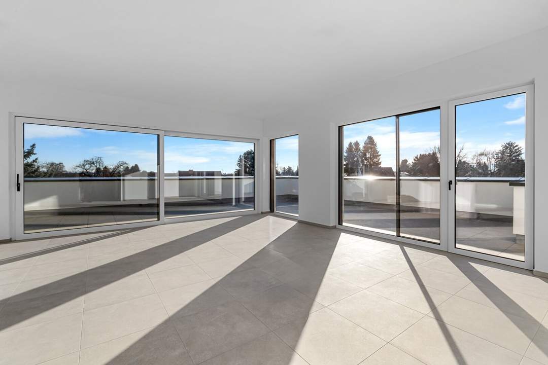 Graz - Liebenau: Erstbezug! Ihr Penthaus im Grünen mit 360° Dachterrasse, großem Keller und 2 Parkplätzen in der Tiefgarage!