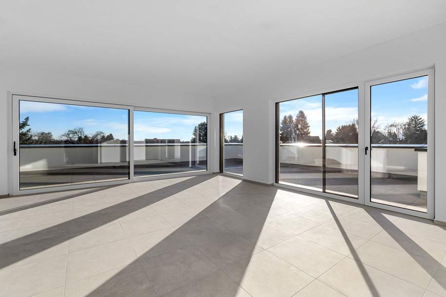 Graz - Liebenau: Erstbezug! Ihr Penthaus im Grünen mit 360° Dachterrasse, großem Keller und 2 Parkplätzen in der Tiefgarage!, Wohnung-kauf, 840.000,€, 8041 Graz(Stadt)