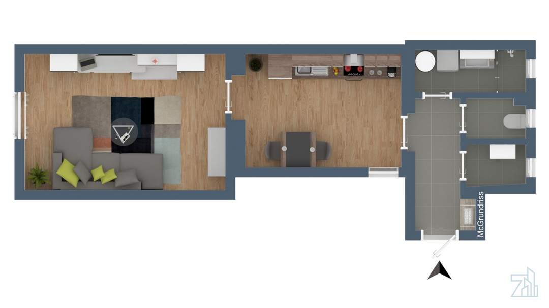 Lichtdurchflutete 39 m² Kleinwohnung mit separater Küche in Puntigam