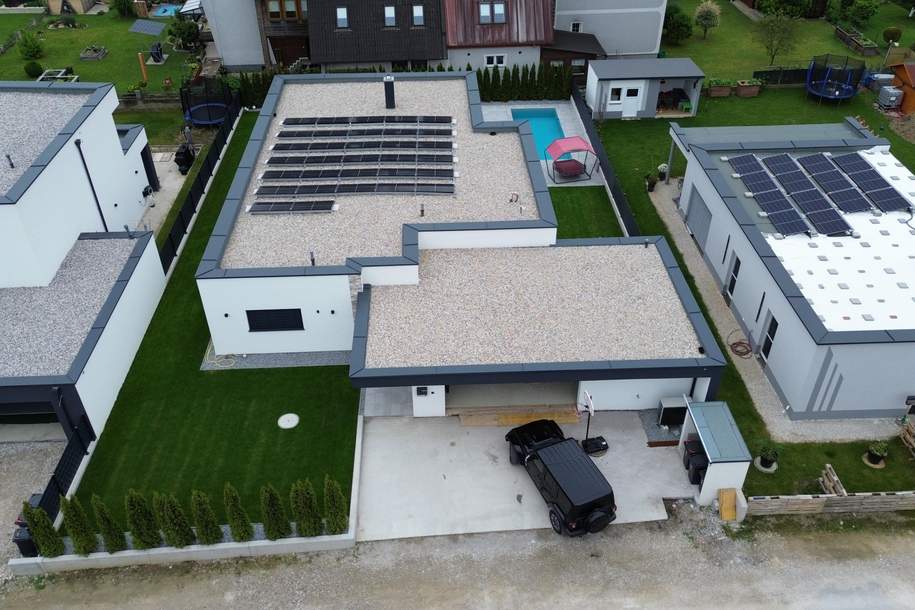 Luxusbungalow mit Pool, loxonegesteuert, Doppelgarage/3 Meter Raumhöhe/54m2 NEUER PREIS, Haus-kauf, 4482 Amstetten