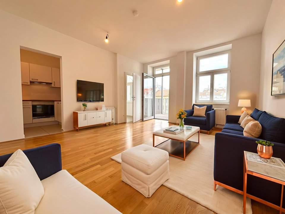 Helle 3-Zimmer Altbauwohnung mit Balkon und Küche nahe Arthaberpark!