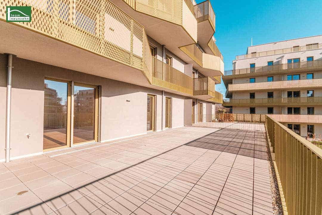 Größer geht's kaum – riesige Terrasse im provisionsfreien Erstbezug mit energieeffizienter Erdwärme!