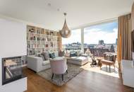 PENTHOUSE ohne SCHRÄGEN mit Vollverglasung und Wellnessterrasse inkl. Sauna und Blick über Wien - außergewöhnliche RARITÄT mit 2x Tiefgaragenplätzen im Haus / Kaufpreis inkl. LUXUS-Möblierung