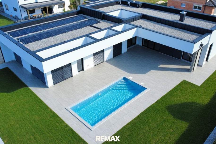 Exklusiver Wohntraum – Neubau-Bungalow mit Pool & Doppelgarage - Erstbezug, Haus-kauf, 898.000,€, 4751 Ried im Innkreis