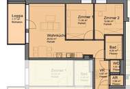 7,77m² LOGGIA!!! Moderne 3-Zimmer-Neubauwohnung nahe Akademiepark