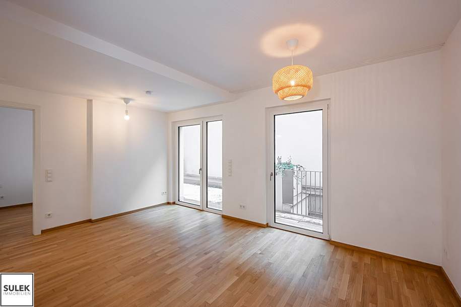 Kleine Ruhe-Grün-Oase in beliebter Stadtlage! 2 Zimmer Neubauwohnung mit Garten/Terrasse ab 03/26!, Wohnung-miete, 1.299,01,€, 1070 Wien 7., Neubau