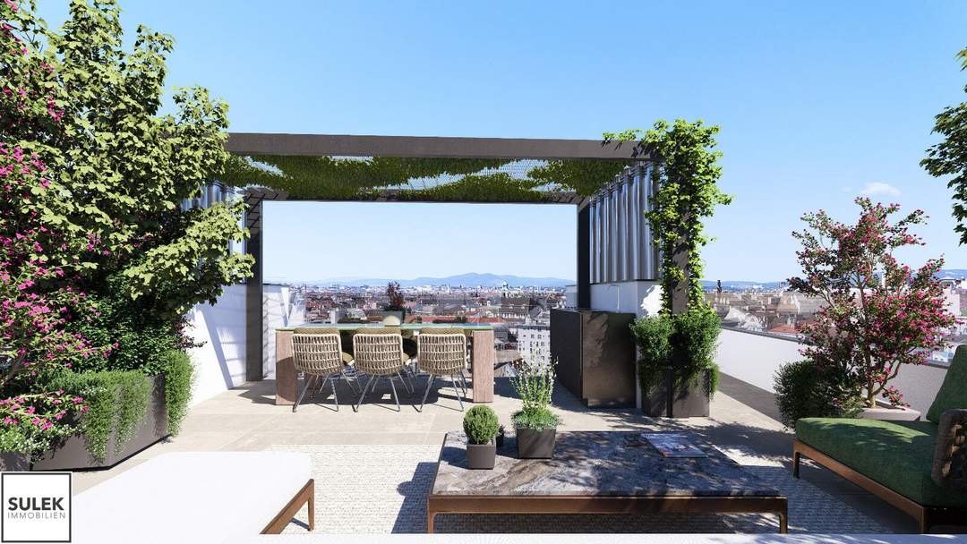 Einzigartige 105 m² große Dachgeschoss Wohnung mit Fernblick // zentrale Lage 1040 // Planstudie DG Ausbau