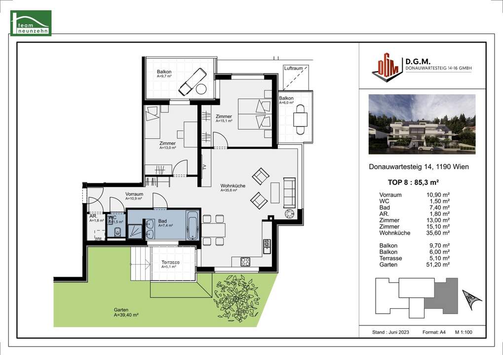 Aktionspreise bis -15% für ANLEGER. Gartenwohnung & Unglaublicher Weitblick! 3-4 Zimmer im LuxusWohnbau. amBergblick19 | Top 8