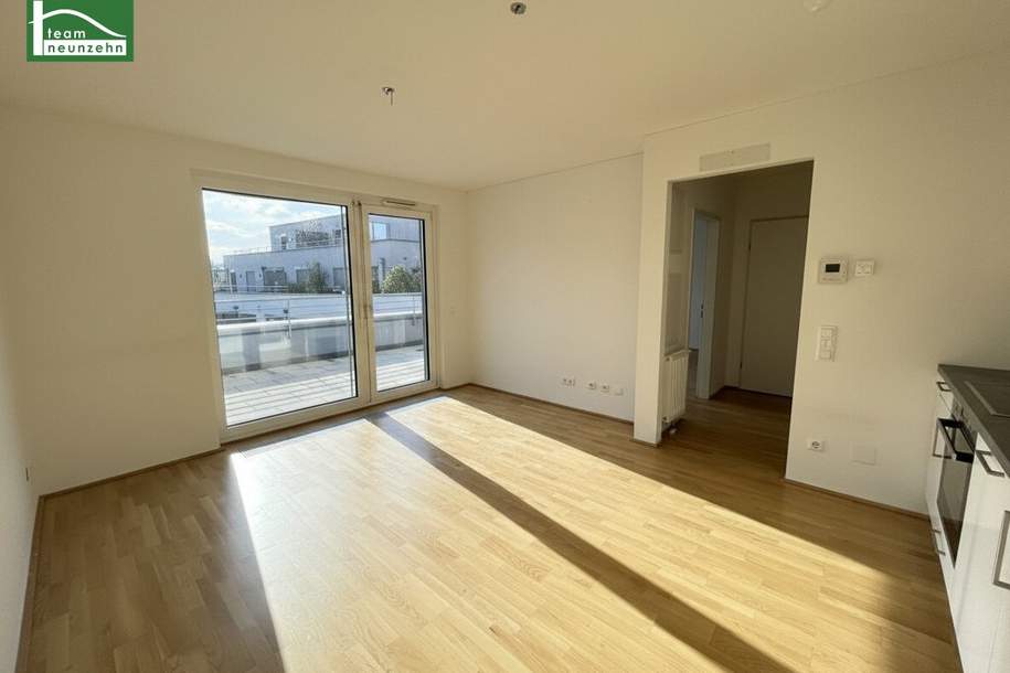 Hochwertige 2-Zimmer Wohnung an der Prager Straße mit großer Hof-Terrasse! Top Infrastruktur, Straßenbahn, S-Bahn und Grünflächen in der Umgebung!, Wohnung-miete, 847,86,€, 1210 Wien 21., Floridsdorf