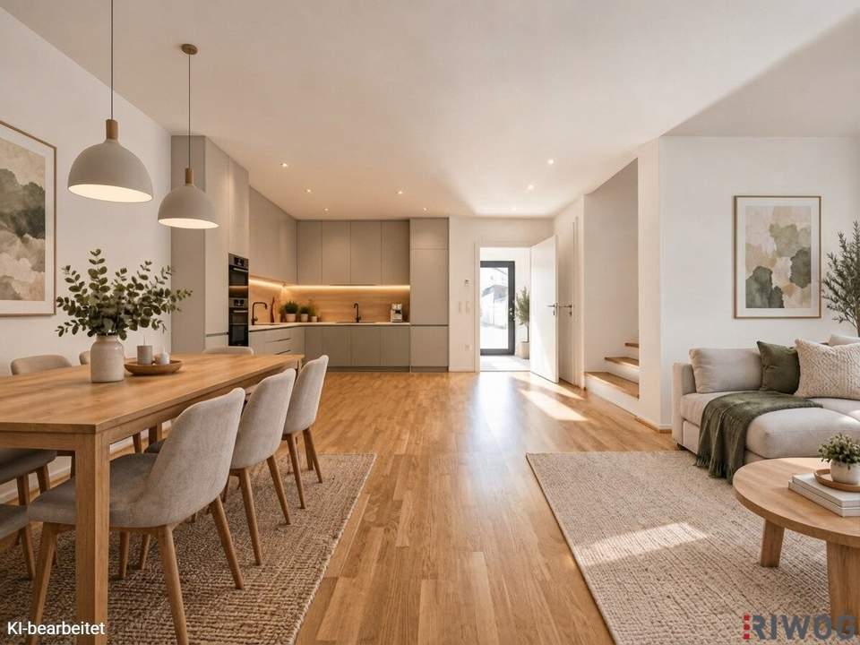 Fertiggestellt & bezugsbereit | 5-Zimmer Neubau-Reihenhaus mit ca. 50m² Eigengarten | Hofruhelage | Luftwärmepumpe