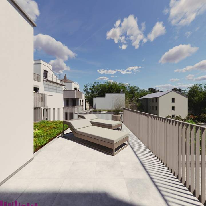 Abkühlen im hauseigenen Pool .... Ihre Traumwohnung mit Terrasse oder Garten und Fernblick Nähe Maurer Wald PROVISIONSFREI !!