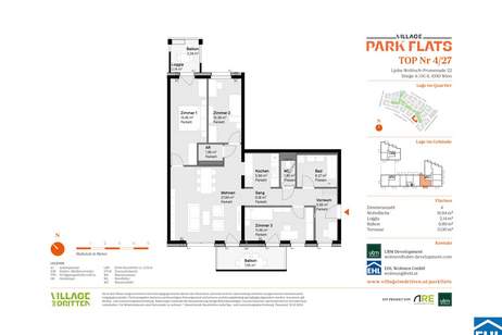 Parknähe und Urbanität – Ihr Anlageobjekt bei den PARK FLATS, Wohnung-kauf, 180.000,€, 1030 Wien 3., Landstraße