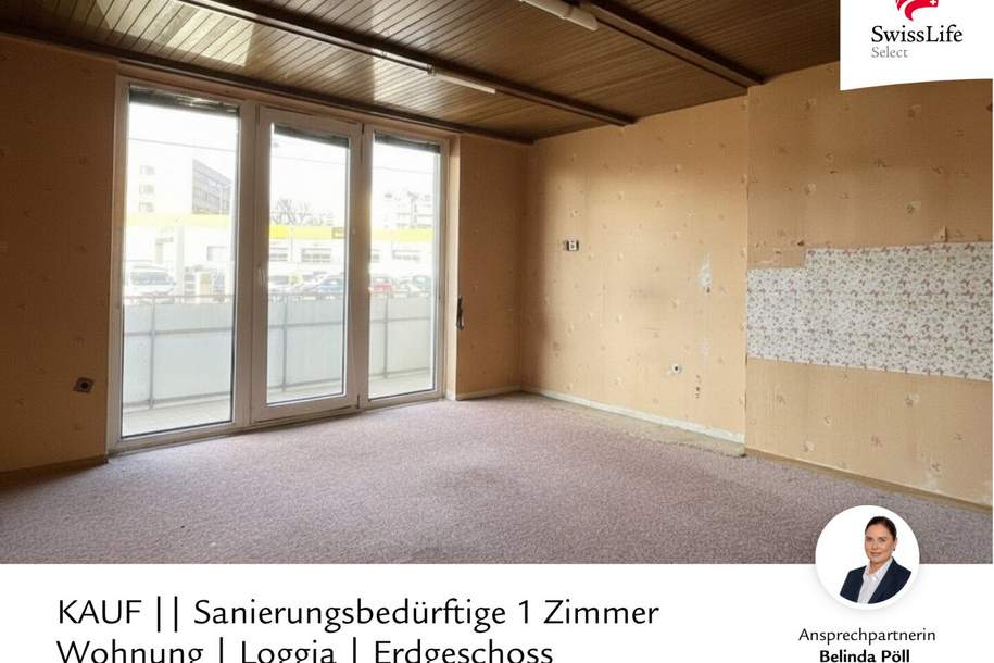 Sanierungsbedürftige 1 Zimmer Wohnung | Loggia | Erdgeschoss, Wohnung-kauf, 145.000,€, 1200 Wien 20., Brigittenau