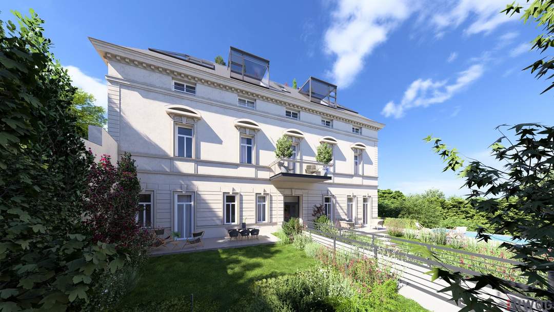 Historische Villa Seutter | sanierungsbedürftige 3 Zimmer-Gartenwohnung mit Atrium in Grünruhelage nähe U-Bahn | 4,40m Raumhöhe