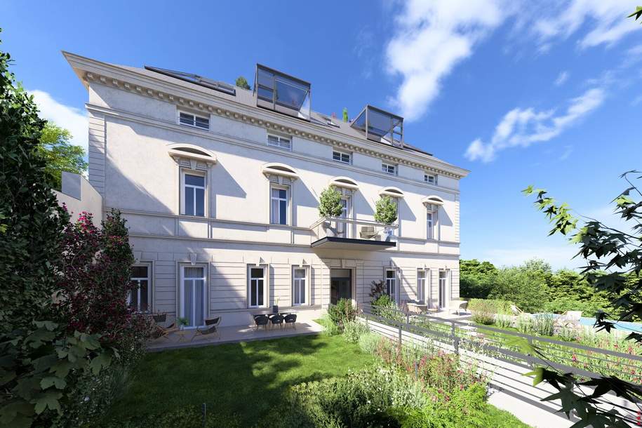 Historische Villa Seutter | sanierungsbedürftige 3 Zimmer-Gartenwohnung mit Atrium in Grünruhelage nähe U-Bahn | 4,40m Raumhöhe, Wohnung-kauf, 790.000,€, 1130 Wien 13., Hietzing