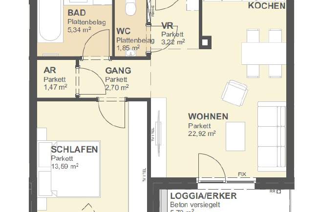 Neubau Erstbezug mit Garage, Wohnung-miete, 850,00,€, 1220 Wien 22., Donaustadt