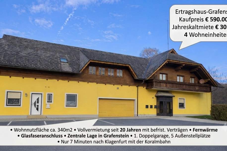 Attraktives Ertragshaus in Grafenstein zu verkaufen (Provisionsfrei), Gewerbeobjekt-kauf, 590.000,€, 9131 Klagenfurt Land