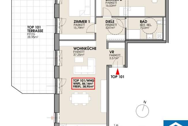 Traumhafter Erstbezug mit großzügiger Freifläche, Wohnung-miete, 710,00,€, 2402 Bruck an der Leitha