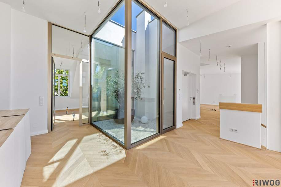 3,7m Raumhöhe im DG, Garage mit 2 Stellplätze, Atrium, Aufzug in die Wohnung und 360° Dachterrasse, Wohnung-kauf, 2.400.000,€, 1130 Wien 13., Hietzing