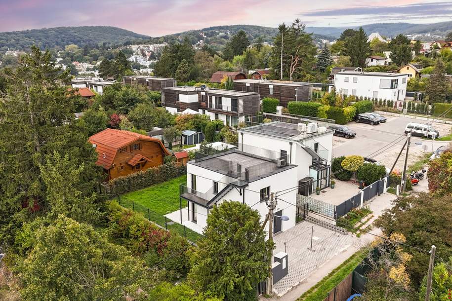 MINI VILLA AM HACKENBERG MIT CA. 37m² DACHTERRASSE UND IMPOSANTEM WEITBLICK AUF DIE CITY - EIGENGRUND IM KLEINGARTEN - GANZJÄHRIG BEWOHNBAR, Haus-kauf, 849.000,€, 1190 Wien 19., Döbling