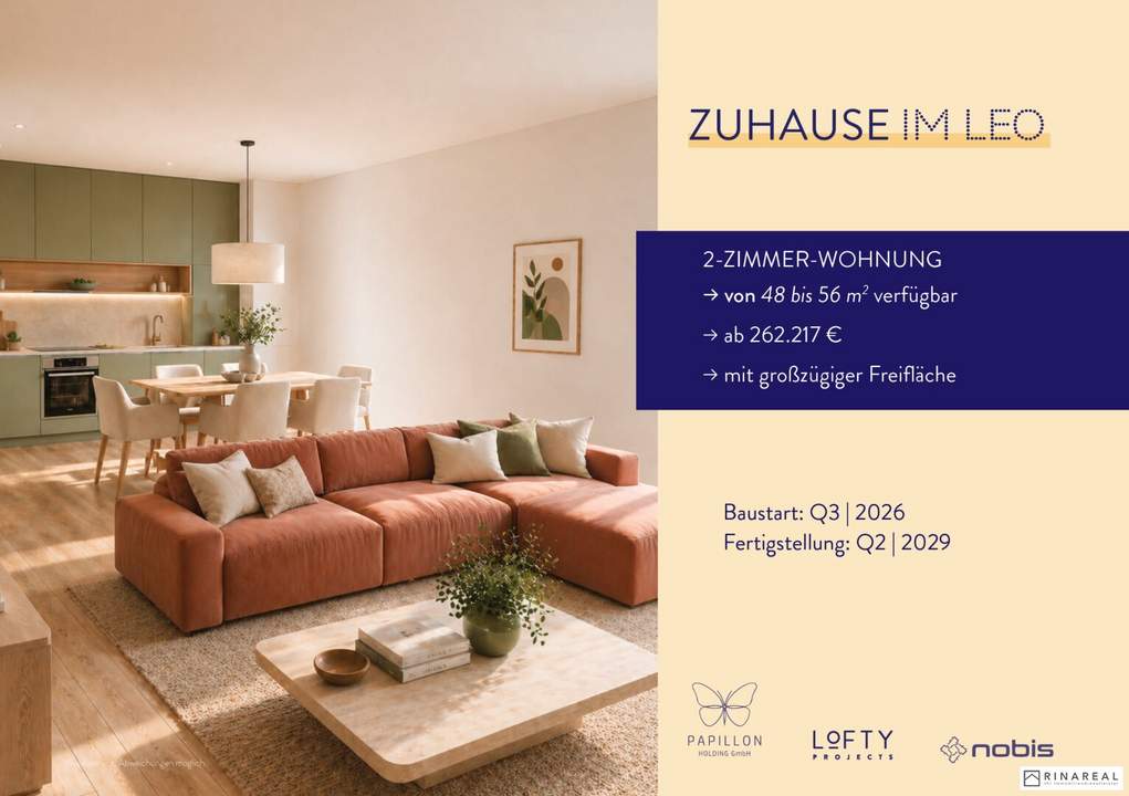FÜR ANLEGER // Zuhause IM LEO | Tolle 2 Zimmer Wohnung | Garten &amp; Terrasse | Tiefgarage im Gebäude | Hauptstraße | Sommer 2029 - Top 7