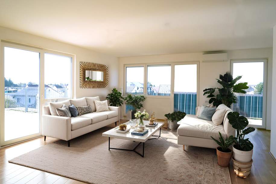 Exklusives Dachgeschoss - zwei große Terrassen - tolle Rundumsicht!, Wohnung-kauf, 324.000,€, 2460 Bruck an der Leitha