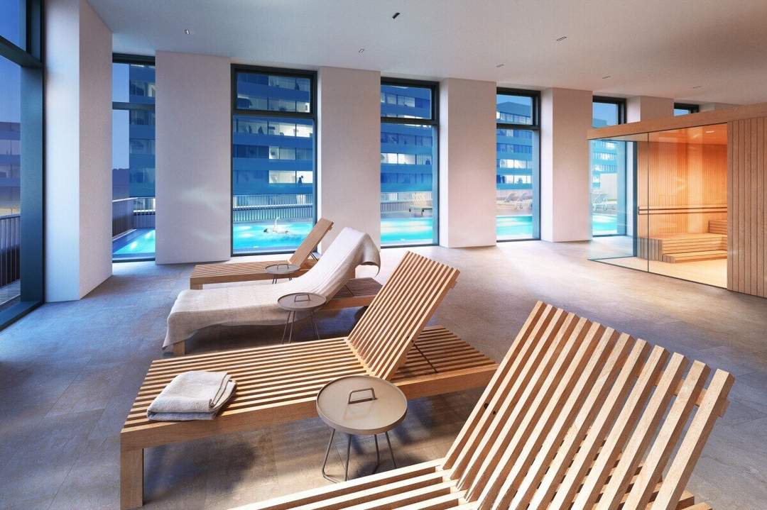 WEITBLICK garantiert: Modern möblierte 2-Zimmer-Wohnung mit Klima im One-Tower mit Pool und vielen Extras im Haus!