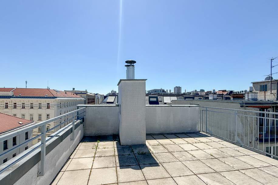 Helle Dachgeschosswohnung mit 3 Schlafzimmern, Kamin & Dachterrasse, Wohnung-miete, 2.490,00,€, 1050 Wien 5., Margareten