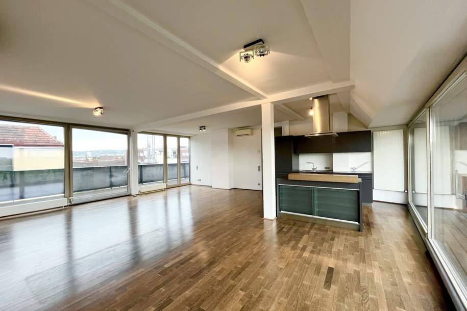 1070! 4-Zimmer DG-Wohnung mit 2 Terrassen und wunderschönen Ausblick auf einer Ebene! , Wohnung-miete, 3.909,02,€, 1070 Wien 7., Neubau