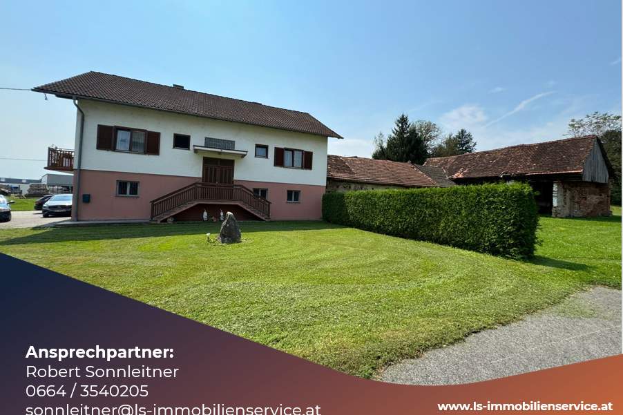 Wohnhaus mit ehemaligen Wirtschaftsgebäude und ca. 8,5ha Gesamtfläche auf 18 Grundstücke verteilt – jedoch mit Wohnrecht!, Haus-kauf, 321.000,€, 8274 Hartberg-Fürstenfeld