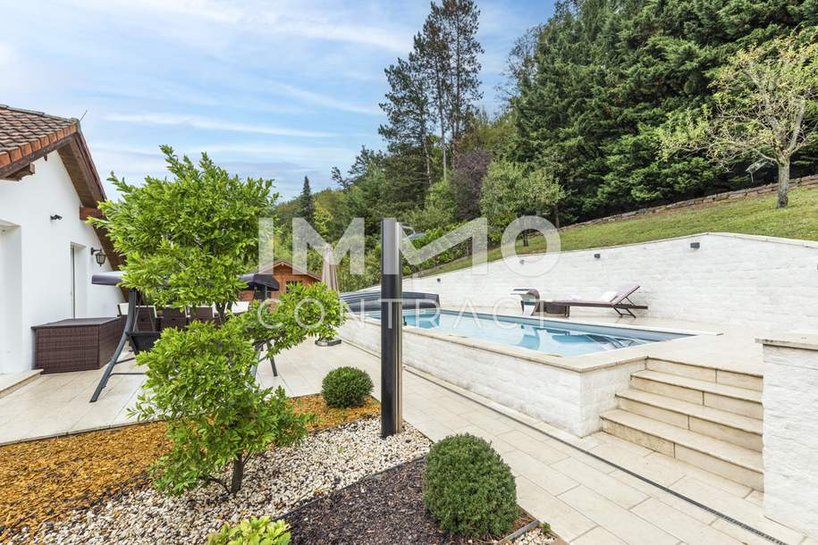 Uneinsehbares Gartenparadies mit Waldblick! Salzwasserpool beheizt. Weitere Extras warten auf Sie!, Haus-kauf, 1.399.000,€, 1140 Wien 14., Penzing