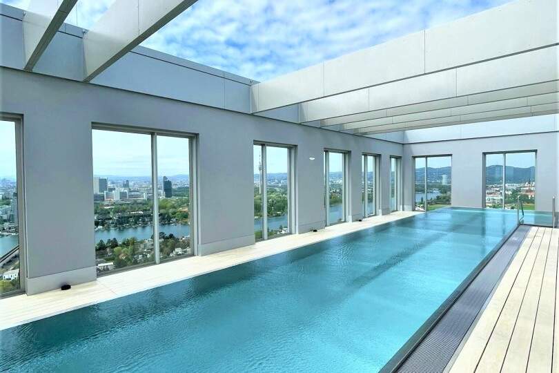 Jetzt schnell sichern: Exklusive 2-Zimmer-Wohnung mit Loggia und Pool im VIENNA TWENTY TWO, Wohnung-miete, 1.375,00,€, 1220 Wien 22., Donaustadt