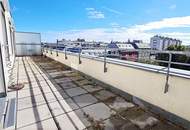 TERRASSENHIT, HOLBEINGASSE, unbefristetes 63 m2 Dachgeschoß mit 33 m2 Terrasse, Wohnküche, 2 Zimmer, Wannenbad, Parketten, Klimaanlage