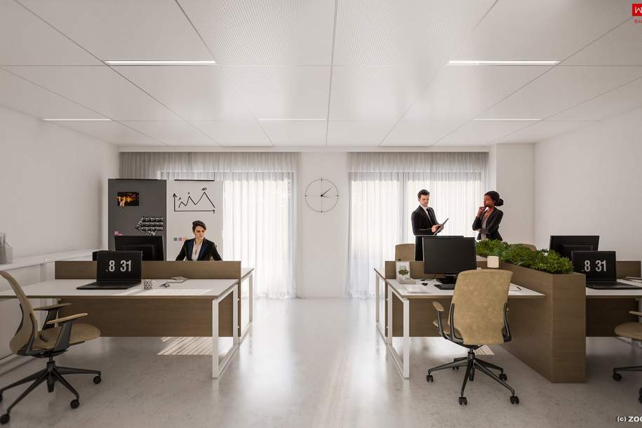 171,17 m² Büro-/Ordinations- u. Geschäftsflächen auf einer Ebene mit flexiblen Ausbaumöglichkeiten direkt an der Salzburger Straße, Gewerbeobjekt-miete, 2.054,04,€, 4060 Linz-Land