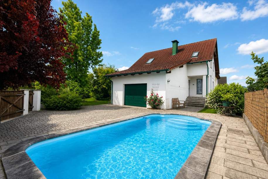 *** Ein Wohntraum mit Urlaubsgefühl: Traumhaft gepflegtes Einfamilienhaus mit Pool, Gartenidylle, Specksteinofen, Wasser-Wasserwärmepumpe mit Fußbodenheizung in Top-Lage ***, Haus-kauf, 438.000,€, 3388 Sankt Pölten(Land)