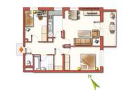 Perfekte 3-Zimmer Wohnung mit Balkon und Garagenplatz, ruhig, vollmöbliert