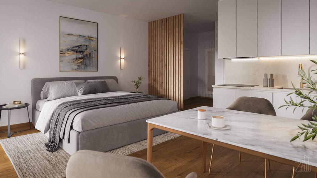 Anlegerhit! Ruhige, südseitige 1-Zimmer Gartenwohnung beim Hirschstettner Aupark