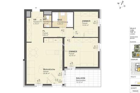 3ZI- 74,12qm- EXKLUSIV-MIETE- Wohnen in 1.Reihe mit Panoramablick, Wohnung-miete, 1.400,00,€, 3500 Krems an der Donau(Stadt)