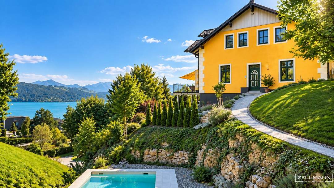 PÖRTSCHACH | EXKLUSIVE VILLA IN PÖRTSCHACH – SEEBLICK, INFINITY-POOL & NUR CA. 200 METER VOM WÖRTHERSEE | ZELLMANN IMMOBILIEN
