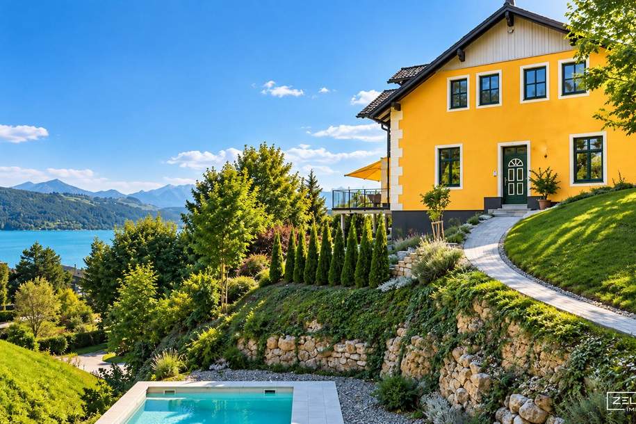 PÖRTSCHACH | EXKLUSIVE VILLA IN PÖRTSCHACH – SEEBLICK, INFINITY-POOL & NUR CA. 200 METER VOM WÖRTHERSEE | ZELLMANN IMMOBILIEN, Haus-kauf, 3.336.000,€, 9210 Klagenfurt Land