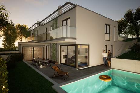 AKTIONSPREIS! Exklusive Doppelhaushälften inkl. Terrasse/Garten + Balkon! TRAUMAUSBLICK auf Burg Liechtenstein! SCHLÜSSELFERTIG!, Haus-kauf, 799.999,€, 2344 Mödling