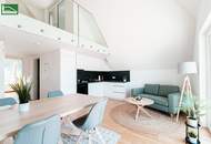 Traumhafte Erstbezugs-Maisonette mit Galerie, großer Terrasse und Weitblick nahe Kagraner Platz! Hochmoderne Ausstattung und Küche inkludiert. - WOHNTRAUM