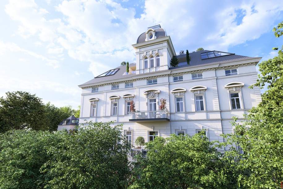 WIENTALBLICK | Lichtdurchflutete Wohnung in der historischen Villa Seutter mit 4,4m Raumhöhe &amp; Blick auf denkmalgeschützte Linde | sanierungsbedürftig | + Garten optional, Wohnung-kauf, 550.000,€, 1130 Wien 13., Hietzing