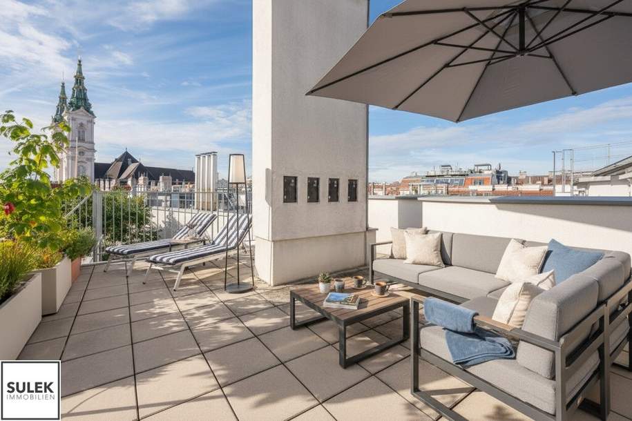 Florianigasse 29: DG-Wohnung nach Wunsch saniert - 3 Zimmer, 2 Terrassen mit Blick auf Maria Treu, Wohnung-kauf, 1.690.000,€, 1080 Wien 8., Josefstadt
