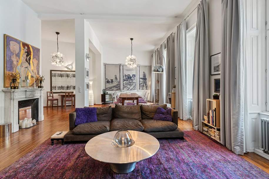 Exklusive vollmöblierte Designer-Altbauwohnung mit Lift direkt in die Wohnung & Parkblick, Wohnung-miete, 3.400,00,€, 1060 Wien 6., Mariahilf