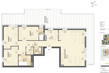 KREMSER WOHNDOMIZIL4Zi- 104qm- Penthouse-Eigentum, 65qm Terrasse, Lift, Tiefgarage, in beliebter Grünruhelage, Wohnung-kauf, 265.000,€, 3500 Krems an der Donau(Stadt)