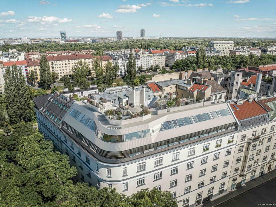 Dachgeschoss-Maisonette mit Terrasse und Dachterrasse | 28 m² Freifläche, 3 Zimmer